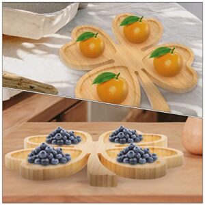 PRETYZOOM Wooden Serving Tray Clover Shaped Charcuterie Boards Shamrock Cheese Cake Bread Snack Serving Plate Appetizer Platter for Meat Vegetables Fruit St. Patricks Day Party