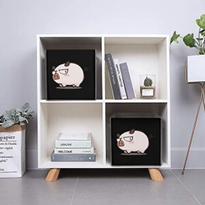 Cute Pig Collapsible Storage Bins Cubes Organizer Trendy Fabric Storage Boxes Inserts Cube Drawers 11 Inch