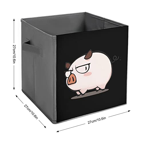 Cute Pig Collapsible Storage Bins Cubes Organizer Trendy Fabric Storage Boxes Inserts Cube Drawers 11 Inch
