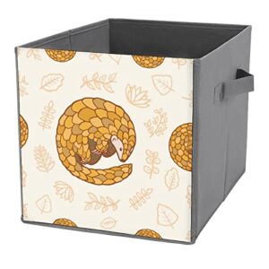 Hibernating Pangolins Collapsible Storage Bins Cubes Organizer Trendy Fabric Storage Boxes Inserts Cube Drawers 11 Inch