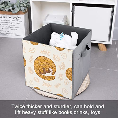 Hibernating Pangolins Collapsible Storage Bins Cubes Organizer Trendy Fabric Storage Boxes Inserts Cube Drawers 11 Inch