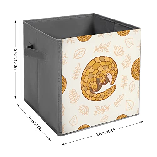 Hibernating Pangolins Collapsible Storage Bins Cubes Organizer Trendy Fabric Storage Boxes Inserts Cube Drawers 11 Inch