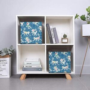 Monkey Garden Flowers Collapsible Storage Bins Cubes Organizer Trendy Fabric Storage Boxes Inserts Cube Drawers 11 Inch