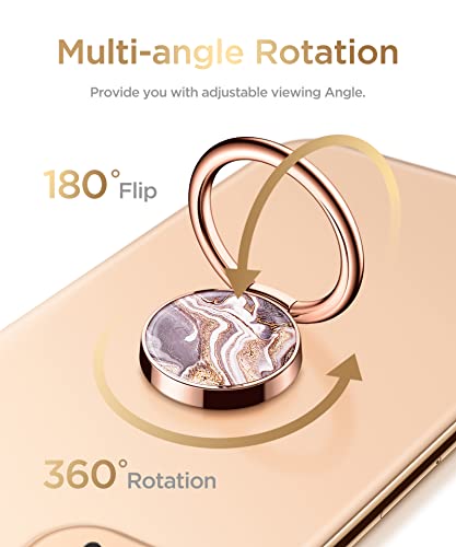 GVIEWIN Marble Bundle - Compatible with Samsung Galaxy S23 Ultra 6.8 Inch [No Built-in Screen Protector] + Phone Ring Holder (Burgundy/Gold) (2 Items Bundle)