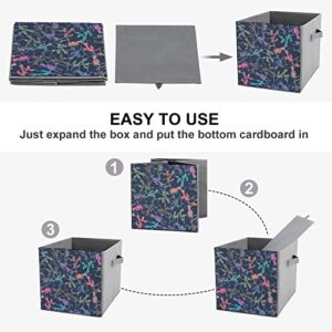 Cartoon Mantis Insect Collapsible Storage Bins Cubes Organizer Trendy Fabric Storage Boxes Inserts Cube Drawers 11 Inch