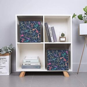 Cartoon Mantis Insect Collapsible Storage Bins Cubes Organizer Trendy Fabric Storage Boxes Inserts Cube Drawers 11 Inch