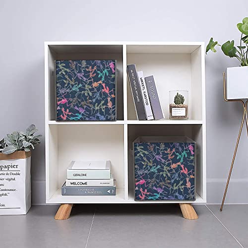 Cartoon Mantis Insect Collapsible Storage Bins Cubes Organizer Trendy Fabric Storage Boxes Inserts Cube Drawers 11 Inch