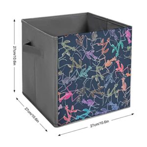 Cartoon Mantis Insect Collapsible Storage Bins Cubes Organizer Trendy Fabric Storage Boxes Inserts Cube Drawers 11 Inch