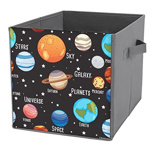 Solar System Planet Collapsible Storage Bins Cubes Organizer Trendy Fabric Storage Boxes Inserts Cube Drawers 11 Inch