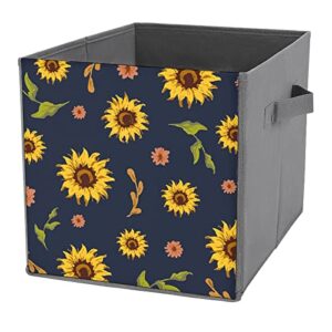 watercolor sunflowers collapsible storage bins cubes organizer trendy fabric storage boxes inserts cube drawers 11 inch