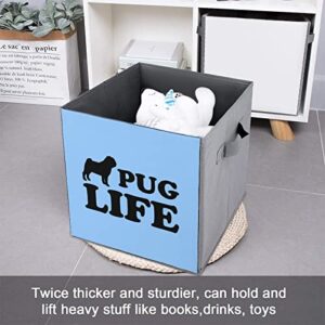 Pug-Life Collapsible Storage Bins Cubes Organizer Trendy Fabric Storage Boxes Inserts Cube Drawers 11 Inch