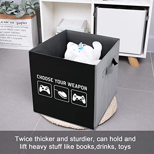 Choose Your Weapon Video Game Controller Collapsible Storage Bins Cubes Organizer Trendy Fabric Storage Boxes Inserts Cube Drawers 11 Inch