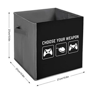 Choose Your Weapon Video Game Controller Collapsible Storage Bins Cubes Organizer Trendy Fabric Storage Boxes Inserts Cube Drawers 11 Inch