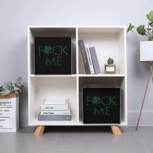 Fuck Me Clover Collapsible Storage Bins Cubes Organizer Trendy Fabric Storage Boxes Inserts Cube Drawers 11 Inch