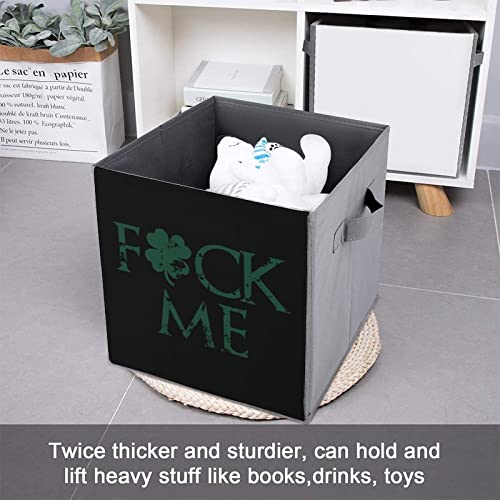 Fuck Me Clover Collapsible Storage Bins Cubes Organizer Trendy Fabric Storage Boxes Inserts Cube Drawers 11 Inch