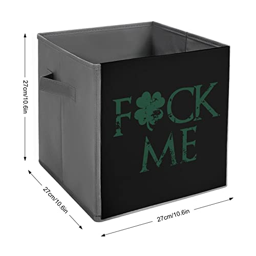 Fuck Me Clover Collapsible Storage Bins Cubes Organizer Trendy Fabric Storage Boxes Inserts Cube Drawers 11 Inch