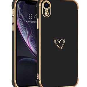 BENTOBEN iPhone XR Case, iPhone XR Phone Case, Cute Heart Pattern Slim Fit Soft Flexible Shockproof TPU Bumper Protective Women Girls Boys Men Non-Slip Lightweight Cover for iPhone XR 6.1“ 2018, Black