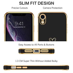 BENTOBEN iPhone XR Case, iPhone XR Phone Case, Cute Heart Pattern Slim Fit Soft Flexible Shockproof TPU Bumper Protective Women Girls Boys Men Non-Slip Lightweight Cover for iPhone XR 6.1“ 2018, Black