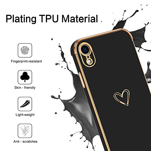 BENTOBEN iPhone XR Case, iPhone XR Phone Case, Cute Heart Pattern Slim Fit Soft Flexible Shockproof TPU Bumper Protective Women Girls Boys Men Non-Slip Lightweight Cover for iPhone XR 6.1“ 2018, Black