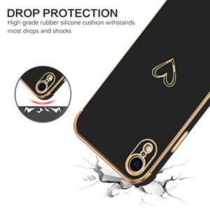 BENTOBEN iPhone XR Case, iPhone XR Phone Case, Cute Heart Pattern Slim Fit Soft Flexible Shockproof TPU Bumper Protective Women Girls Boys Men Non-Slip Lightweight Cover for iPhone XR 6.1“ 2018, Black