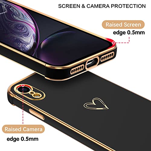 BENTOBEN iPhone XR Case, iPhone XR Phone Case, Cute Heart Pattern Slim Fit Soft Flexible Shockproof TPU Bumper Protective Women Girls Boys Men Non-Slip Lightweight Cover for iPhone XR 6.1“ 2018, Black