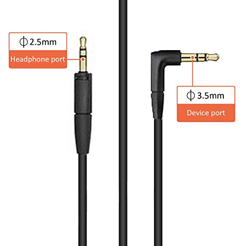 Adhiper HD450BT Replacement Audio Cable Headset Cord, Compatible with Sennheiser HD450BT HD350BT HD4.30 HD4.40BT HD4.50BTNC HD458BT HD400S Momentum 3 Wireless Headset (Black/1.45m)