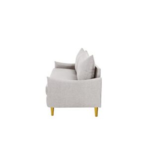 KoiHome Polyester Loveseat Curved Arms, Sleeper Two Pillows, Modern Couch with Tapered Metal Legs, 2-Seater Sofa, Upholstered Bed for Living, Bedroom,Office,Waiting Room, Beige