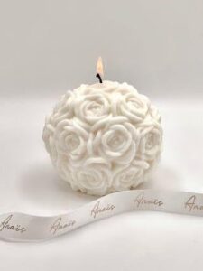 decorative flower rose scented candle - rose flower candle - nature soy wax & essential oil candle - cute fruit candle - home decor - soy wax candle (white)