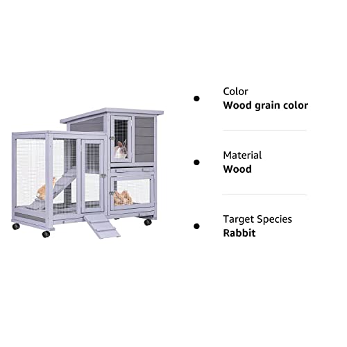 OCOSOLO Rabbit Hutch, Rabbit Cage with Run Indoor Bunny Hutch Outdoor Rabbit House with Deeper No Leak Trays(OC-A1)