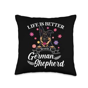cute german shepherd tee gifts for men women kids cute art men women dog lover german shepherd throw pillow, 16x16, multicolor