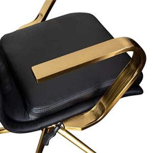 Flash Furniture James Mid-Back Designer Executive Office Chair - Black LeatherSoft Upholstery - Brushed Gold Base and Arms - Height Adjustable 360° Swivel Seat
