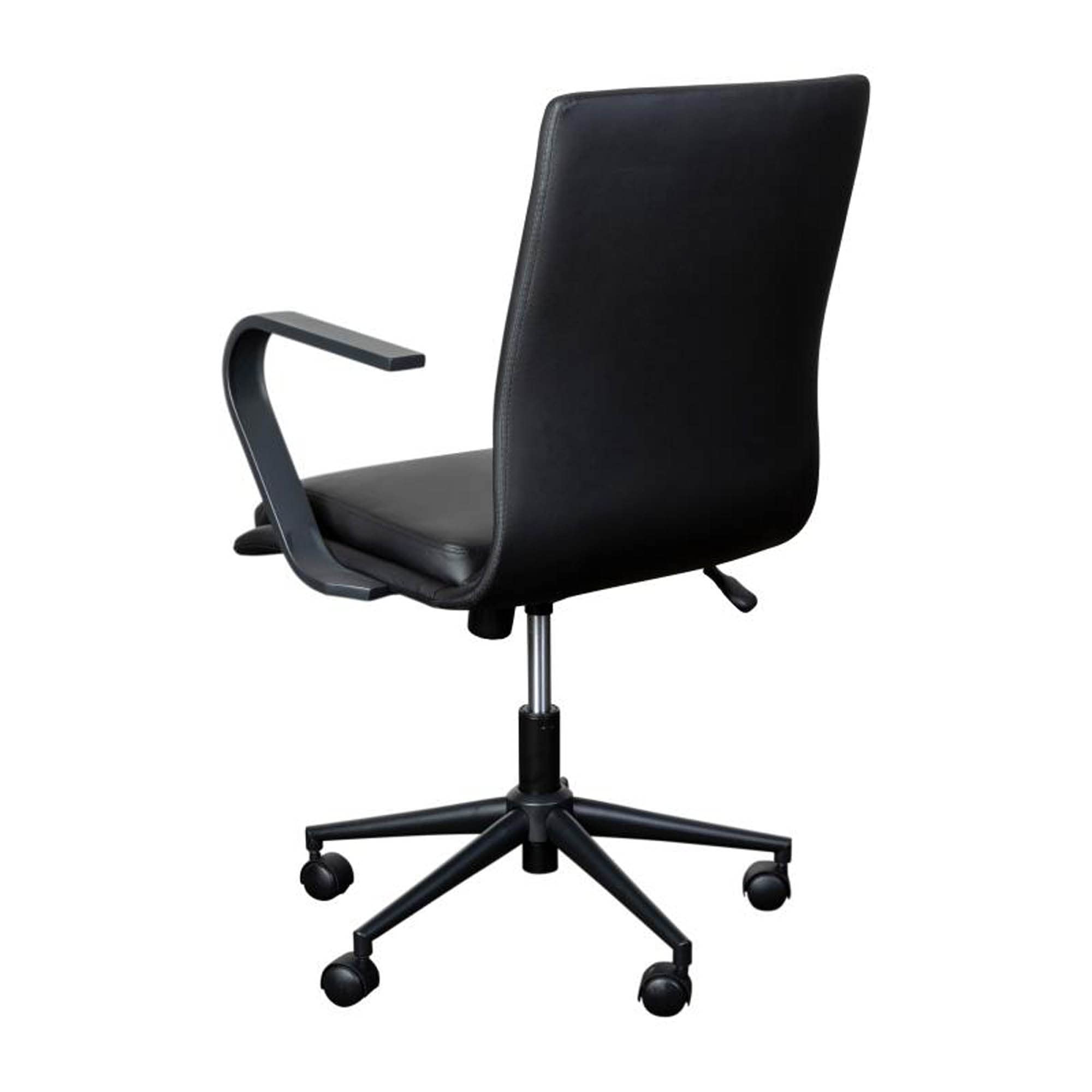 Flash Furniture James Mid-Back Designer Executive Office Chair - Black LeatherSoft Upholstery - Black Base and Arms - Height Adjustable 360° Swivel Seat