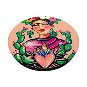 Mexican Girl with Flowers (Mexican Art) PopSockets Swappable PopGrip