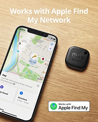 eufy Security by Anker SmartTrack (Black, 4Links +1Card), Works with Apple Find My (iOS Only), Item Tracker, Phone Finder, Water Resistant, Android Not Supported