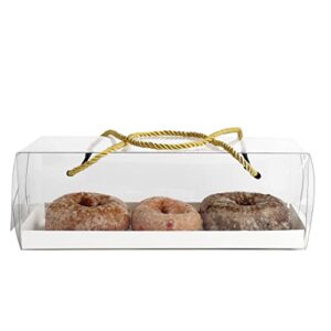 spec101 clear dessert boxes with handles - 10.8x4.3x3.7in small cake boxes 10pk clear gift boxes for bakery and favors