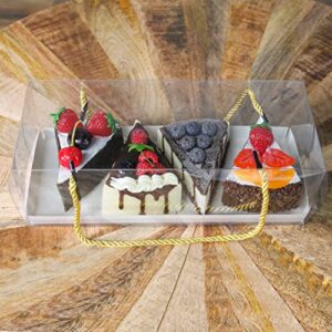 Spec101 Clear Dessert Boxes with Handles - 10.8x4.3x3.7in Small Cake Boxes 10pk Clear Gift Boxes for Bakery and Favors