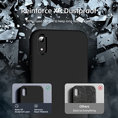 Dssairo [3 in 1 for iPhone Xr Case, with 2 Pack Screen Protector, Liquid Silicone Slim Shockproof Protective Phone Case 6.1 inch [Microfiber Lining] (Black)…