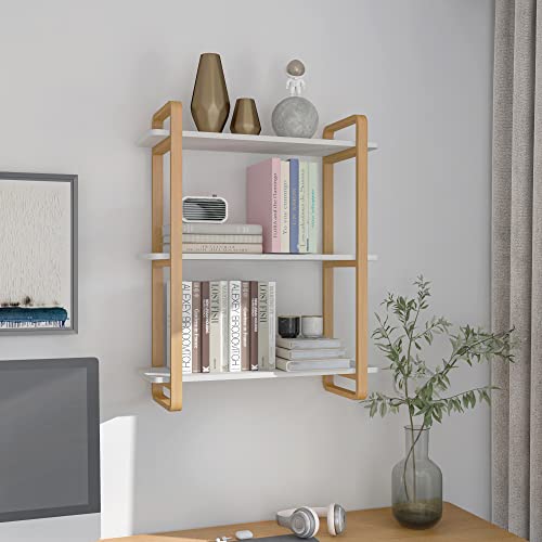 RELAHOGAR 3 Tier Solid Wood Bookshelf,Wall Mount Bathroom Towel Rack,Kitchen Organizer Shelf,Use in Living Room,Office,Kitchen,Bedroom