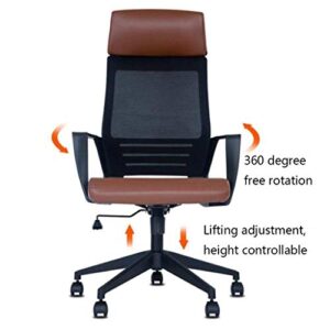 WYKDD Chairs,High Back Breathable Back and Seat Adjustable Black Managers Chair(Color : Brown, Size : 112 * 63 * 49cm)