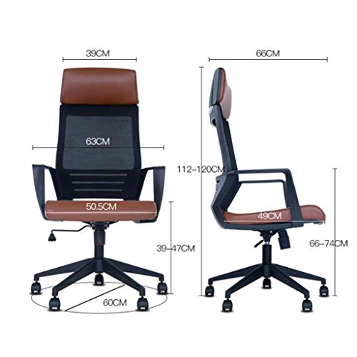 WYKDD Chairs,High Back Breathable Back and Seat Adjustable Black Managers Chair(Color : Brown, Size : 112 * 63 * 49cm)