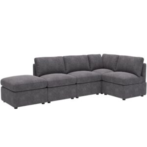 paylesshere l shaped sofa couch convertible sofa 4-seat sofa modular sectional sofa couch for living room bedroom office,dark gray