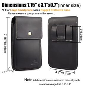 Topstache X-Large Leather Phone Holster for Belt,S23 Ultra S23 Plus Belt Clip Holder for Men,Leather Phone Pouch for iPhone 14 Pro Max,Universal Smartphone Holster for Phone with Protective Case