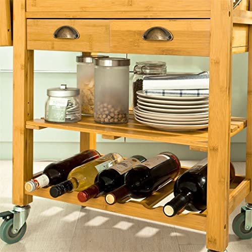 XXXDXDP Extendable Kitchen Trolley Cart with 2 Folding Hinged Side Boards Removable Tray