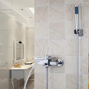 liruxun polished chrome with handshower single faucet handles chrome bathtub basin mixers tap faucet