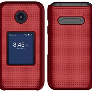 Case for Consumer Cellular Verve Snap Flip Phone, Nakedcellphone Slim Hard Shell Protector Cover with Grid Texture for for Z2336CC - Red