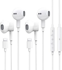 2 pack for apple earpods headphones with lightning connector wired earbuds wired headphones (built-in microphone & volume control) compatible with iphone 13/12/11 pro max/xs/xr/x/7/8 plus/ipad/ipod