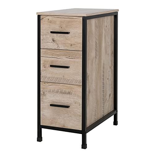 UEV Bathroom Drawer Organizer,Free Standing Single Vanity,Oak Nightstand,Vertical Dresser Storage Tower Vanity for Bedroom/Hallway/Entryway,Self-Assemble,3 Drawers