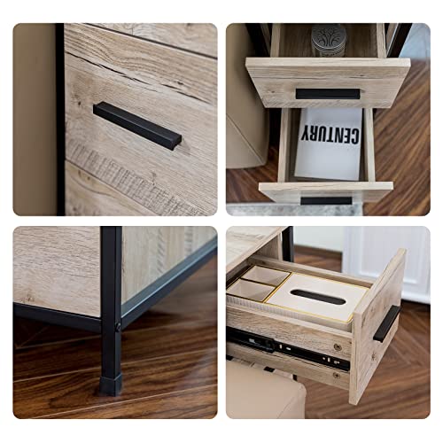 UEV Bathroom Drawer Organizer,Free Standing Single Vanity,Oak Nightstand,Vertical Dresser Storage Tower Vanity for Bedroom/Hallway/Entryway,Self-Assemble,3 Drawers