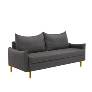 LCH 66.9" Modern Fabric, Upholstered Wood Base-Two-Cushion Design Furniture Suitable for Small Spaces, Living Room, Office, Soft Couch Easy to Install (Dark Grey, Loveseat), Sofa