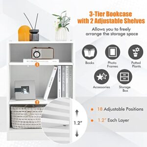 Giantex 3-Cube Bookcase White - 3-Tier Modern White Open Bookshelf with Adjustable Shelves, Anti-Tipping Device, Small Wood Cube Storage Organizer for Kid’s Room, Living Room, Bedroom